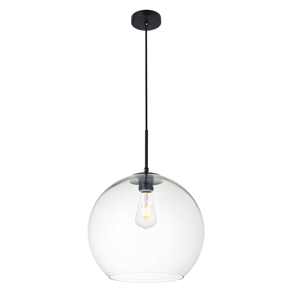 Elegant Baxter 1-Light Pendant - Black, L 13.8" (LD2216BK)