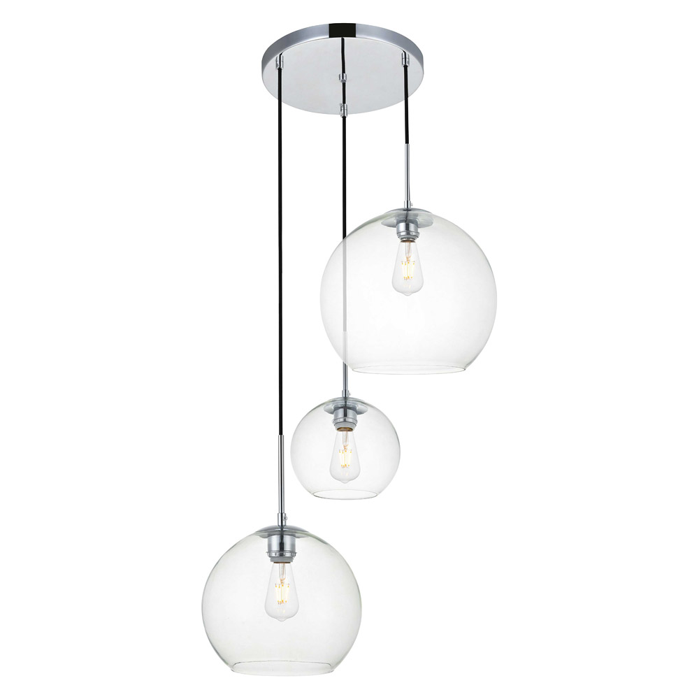 Elegant Baxter 3-Light Pendant - Chrome, L 20.9" (LD2218C)