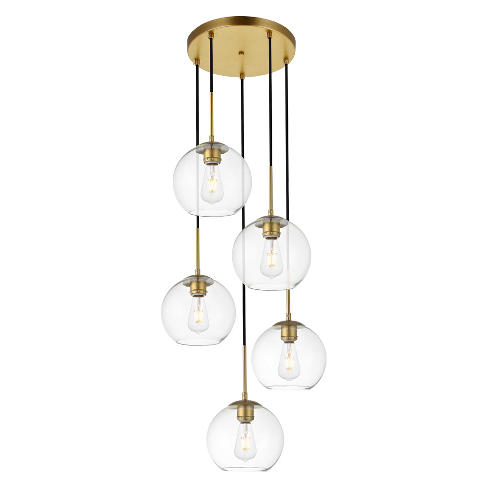 Elegant Baxter 18" 5-Light Pendant - Brass (LD2226BR)