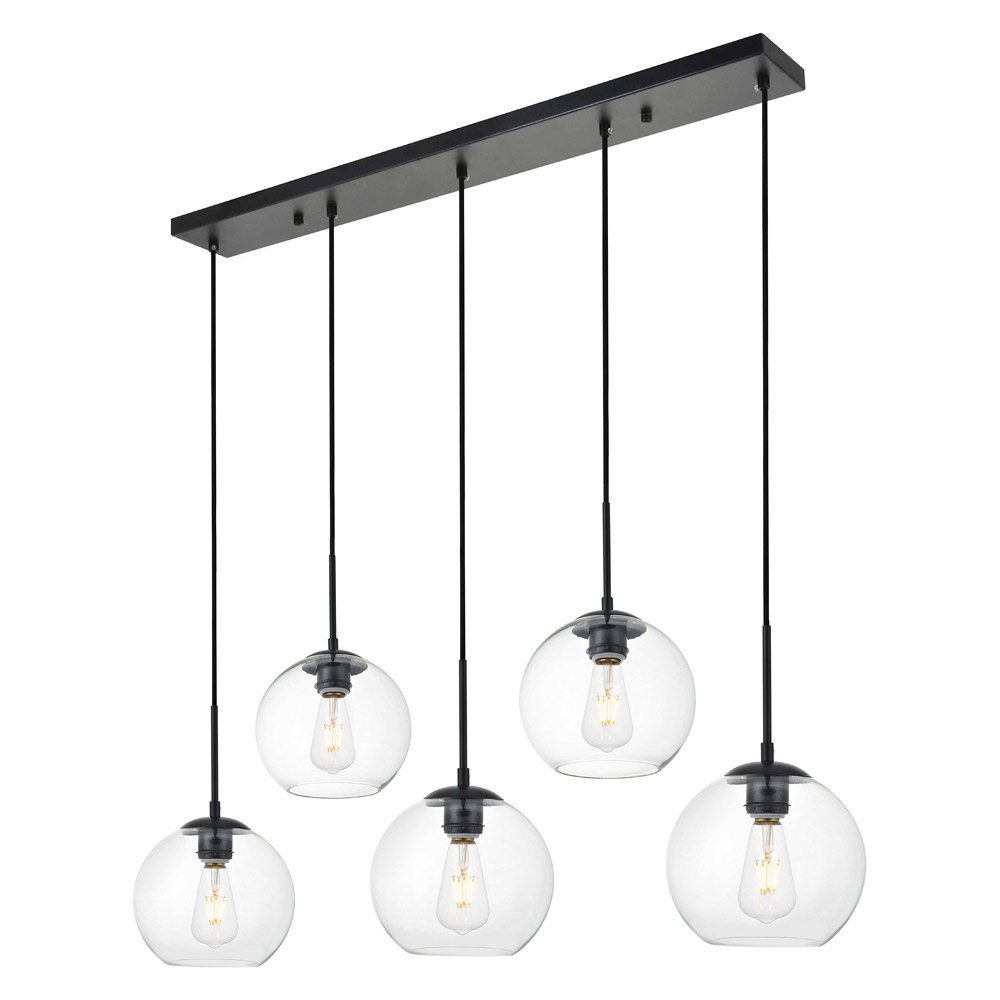 Elegant Baxter 36" 3 Lights Pendant - Black, 5 Bubls (LD2228BK)