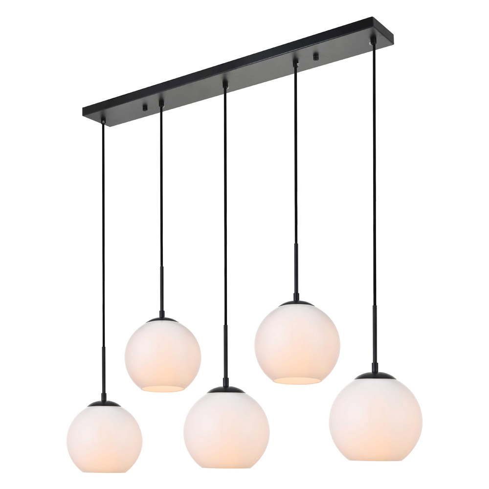 Elegant Baxter 36" 3 Lights Pendant - Black, 5 Bubls (LD2229BK)