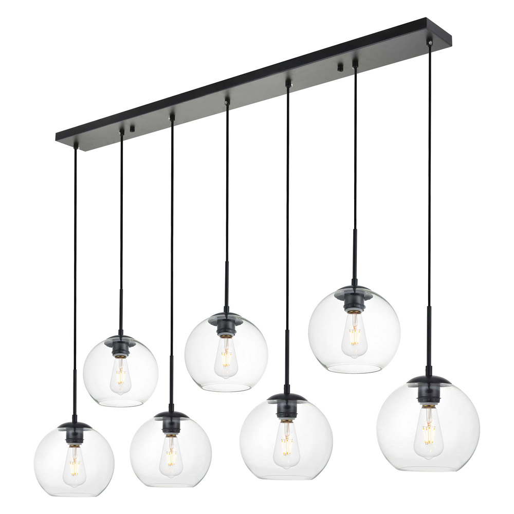 Elegant Baxter 36" 3 Lights Pendant - Black, 7 Bubls (LD2230BK)