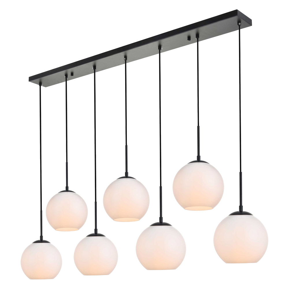 Elegant Baxter 36" 3 Lights Pendant - Black, 7 Bubls (LD2231BK)