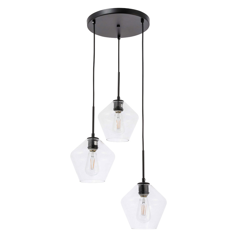 Elegant Pendant Light - Black, 3 Bubls (LD2258BK)