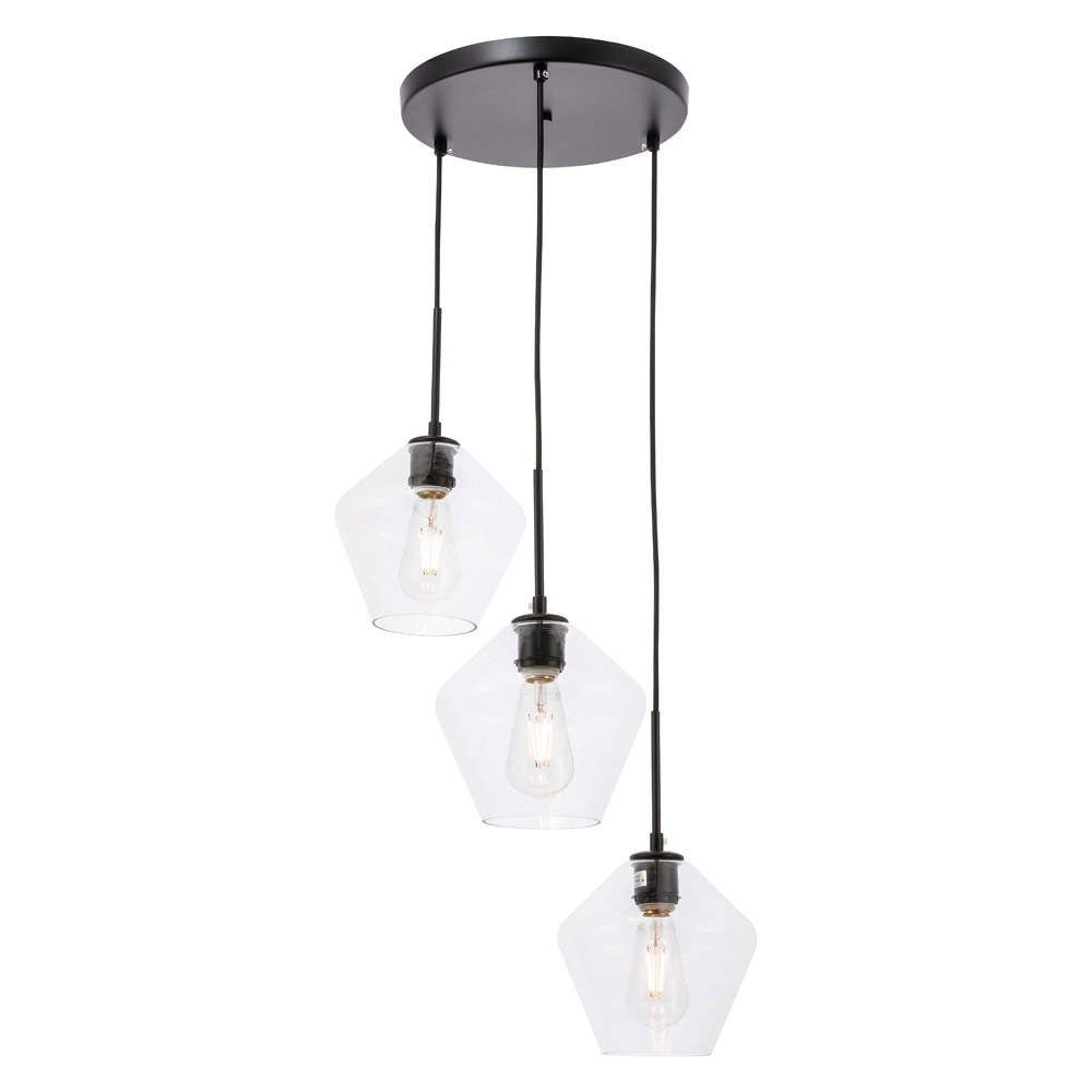 Elegant Pendant Light - Black, 3 Bubls (LD2258BK)