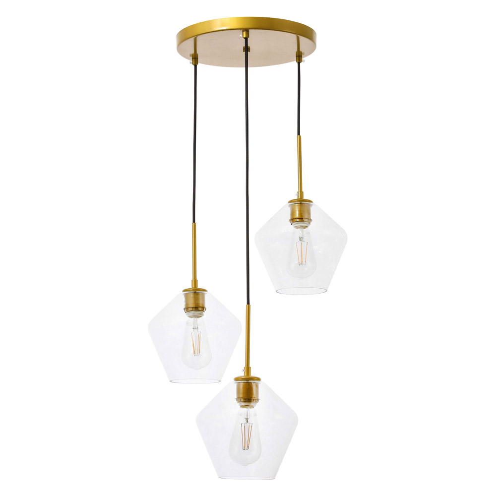 Elegant Pendant Light - Brass, 3 Bubls (LD2258BR)