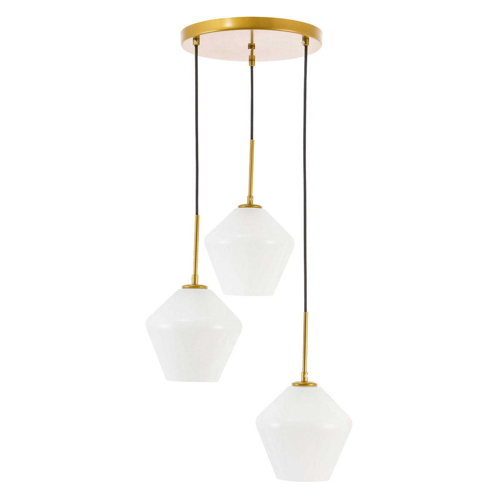 Elegant Pendant Light - Brass, 3 Bubls (LD2259BR)