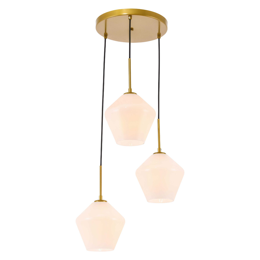 Elegant Pendant Light - Brass, 3 Bubls (LD2259BR)