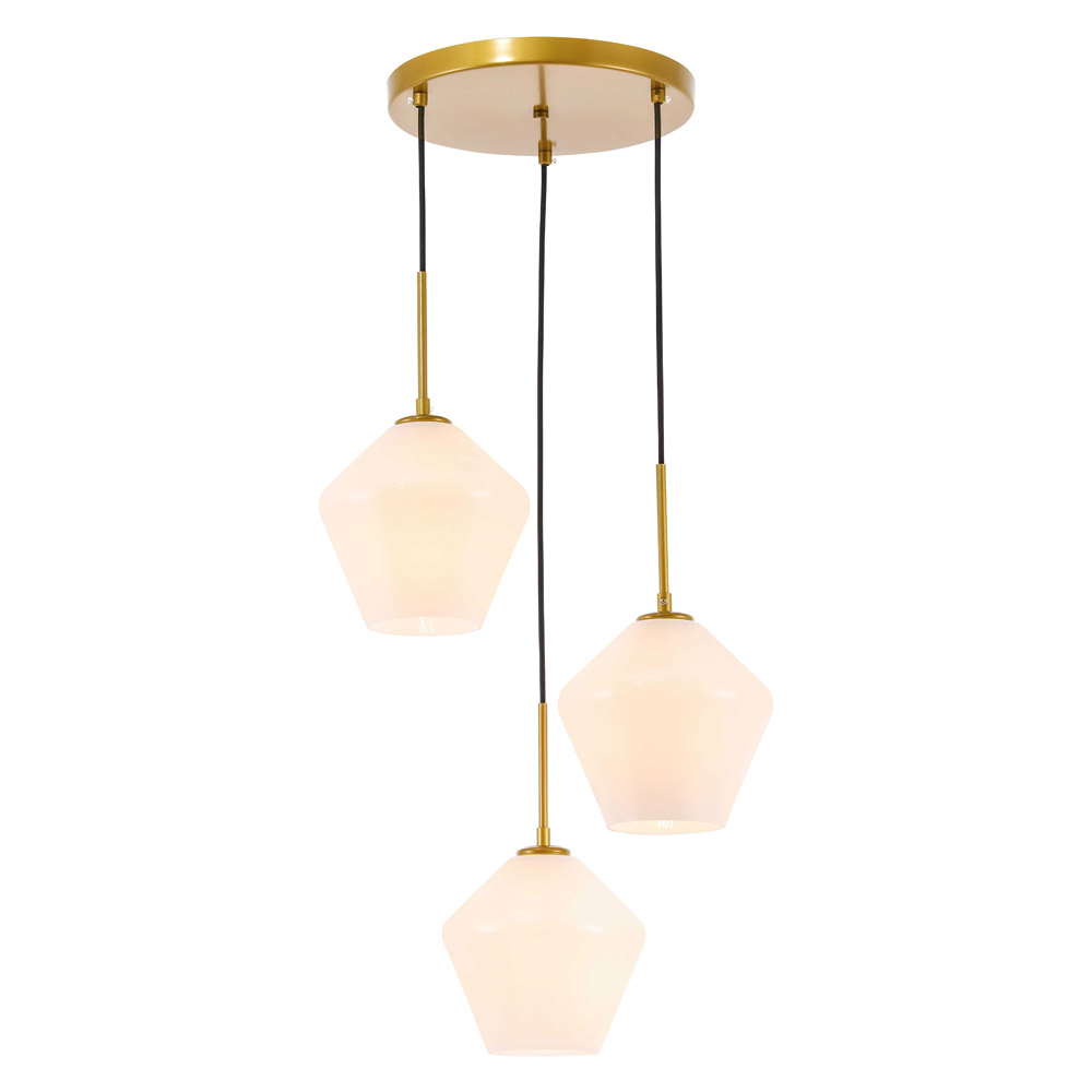 Elegant Pendant Light - Brass, 3 Bubls (LD2259BR)