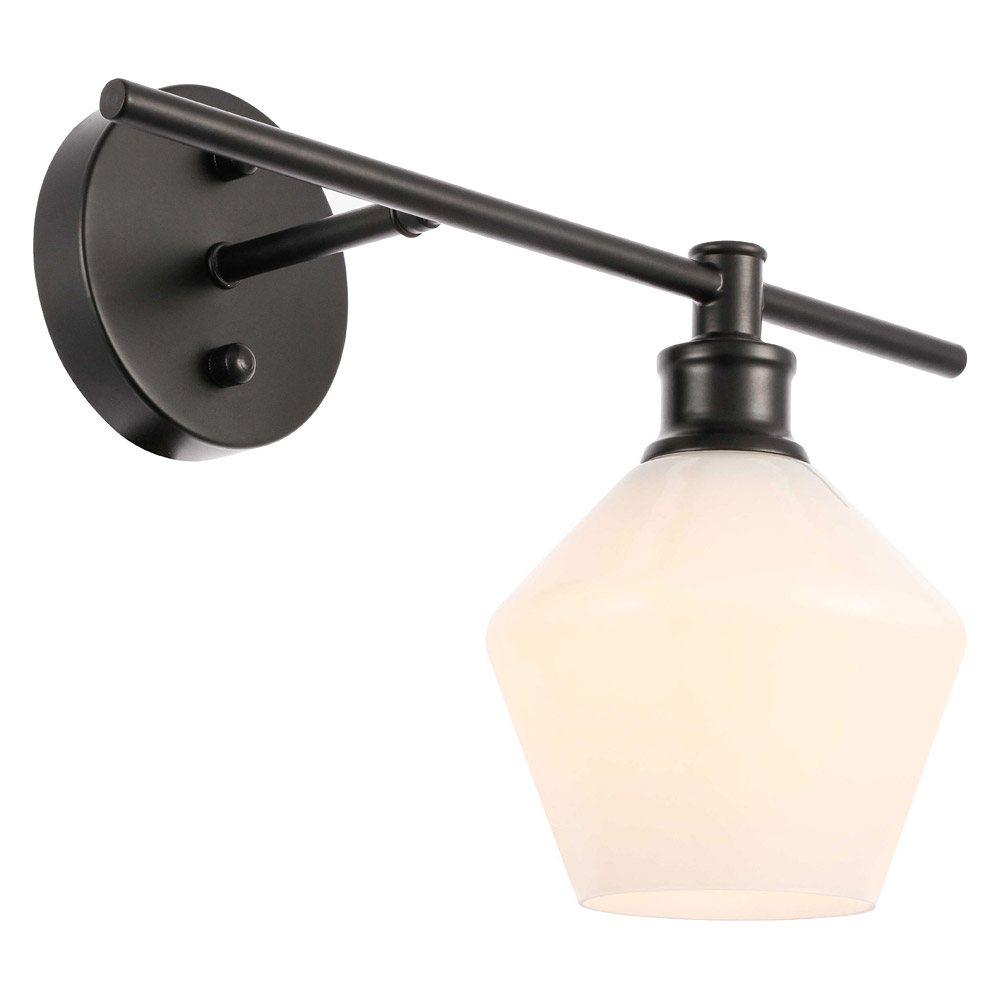 Elegant Wall Sconce - Black/Matte Glass, Left Side (LD2301BK)