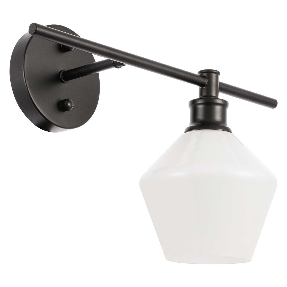 Elegant Wall Sconce - Black/Matte Glass, Left Side (LD2301BK)