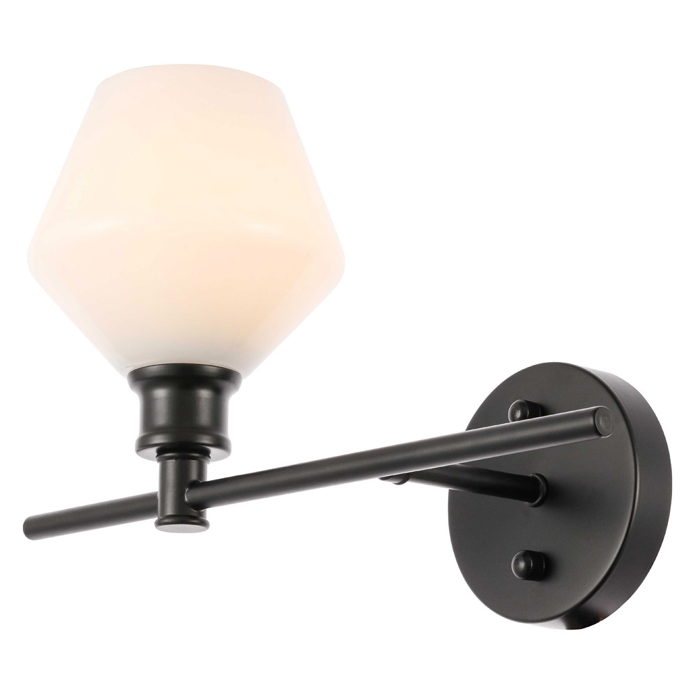 Elegant Wall Sconce - Black/Matte Glass, Left Side (LD2301BK)