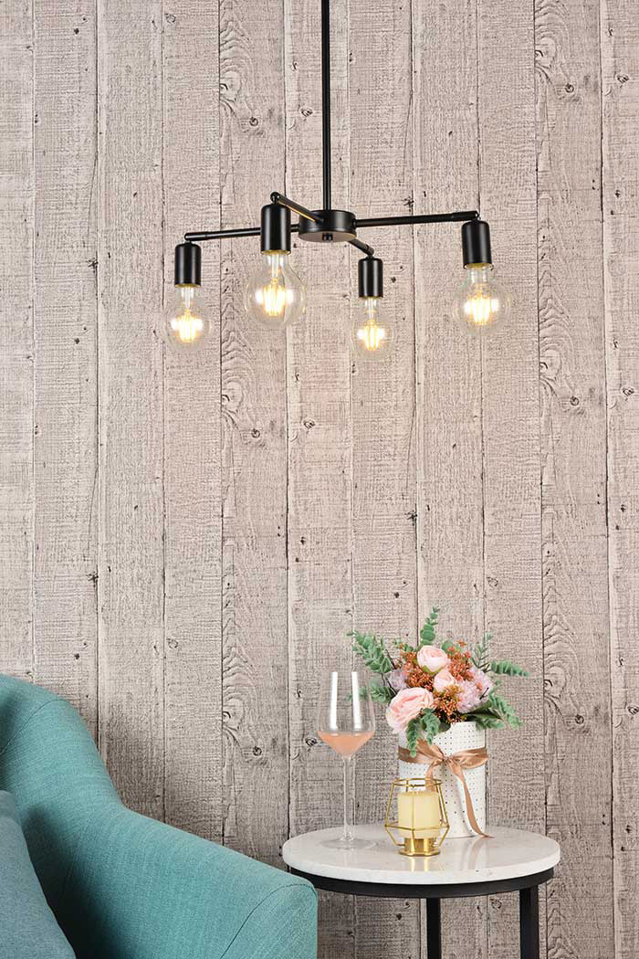 Elegant Cairo 4 Lights Pendant - Black (LD2339BK)