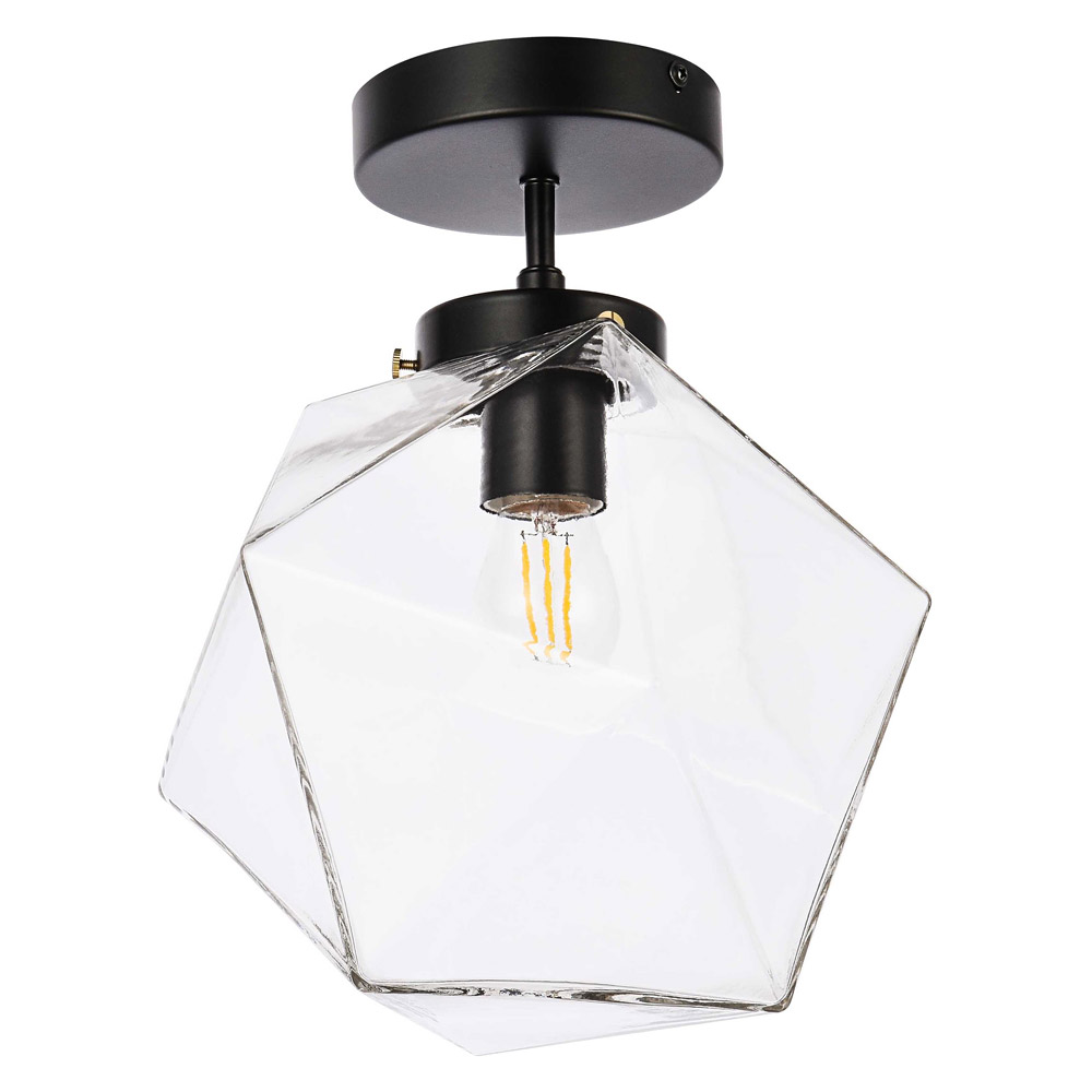 Elegant Lawrence 1 Light Flush Mount - Black (LD2346BK)