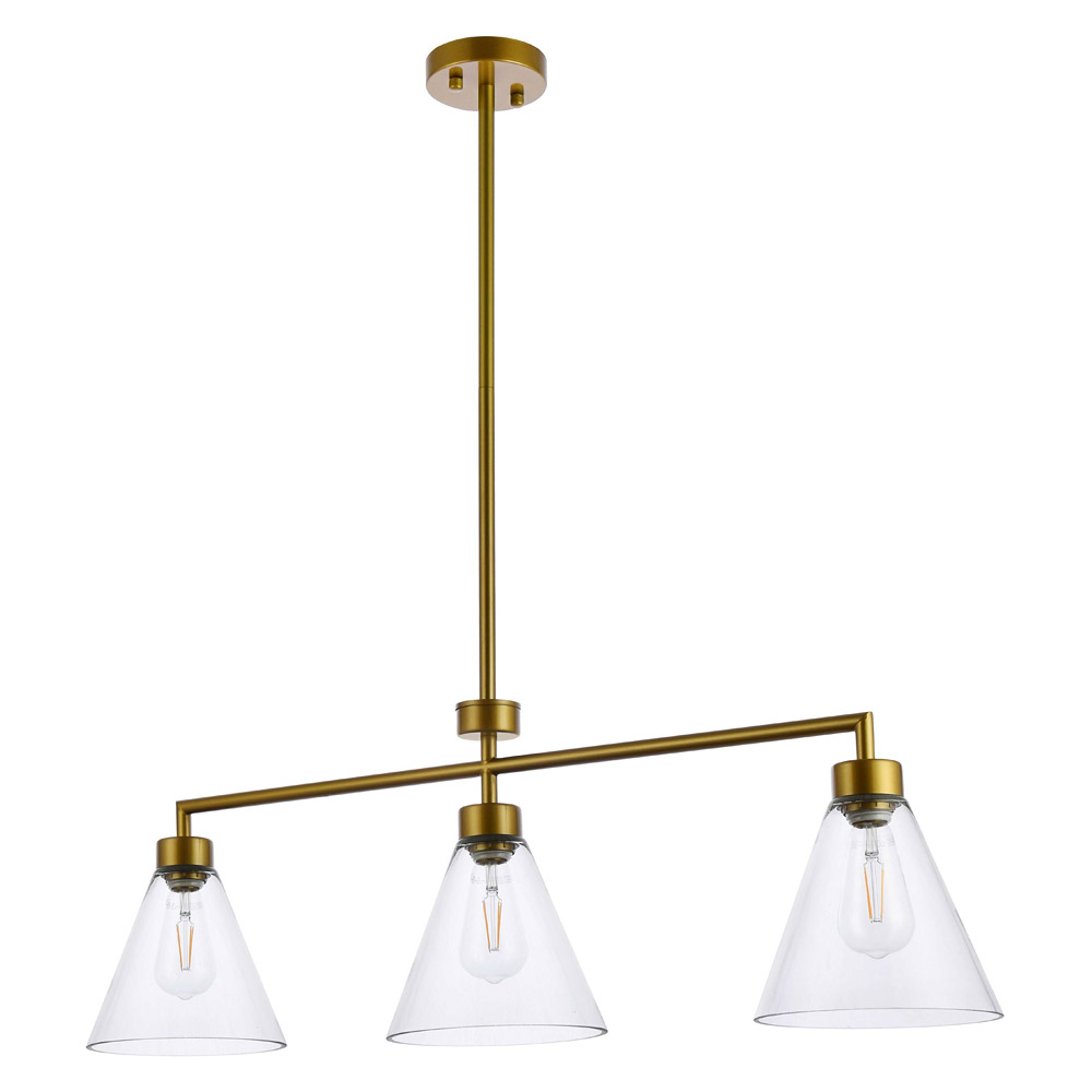 Elegant Mera 3 Lights Pendant - Burnished Nickel (LD2502BR)