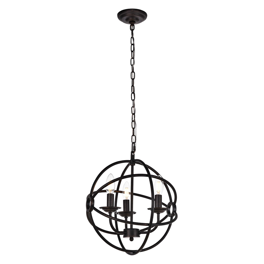 Elegant Octavia 3-Light Pendant - Dark Brown, L 14" (LD4006D14DB)