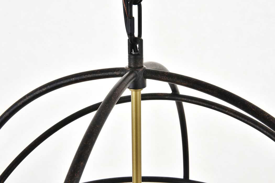 Elegant Octavia 3-Light Pendant - Brass/Dark Brown, L 18" (LD4006D18BRD)