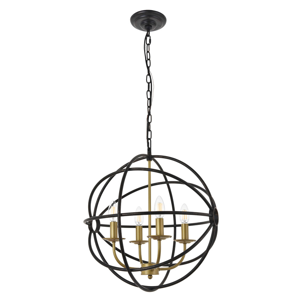 Elegant Octavia 3-Light Pendant - Brass/Dark Brown, L 18" (LD4006D18BRD)