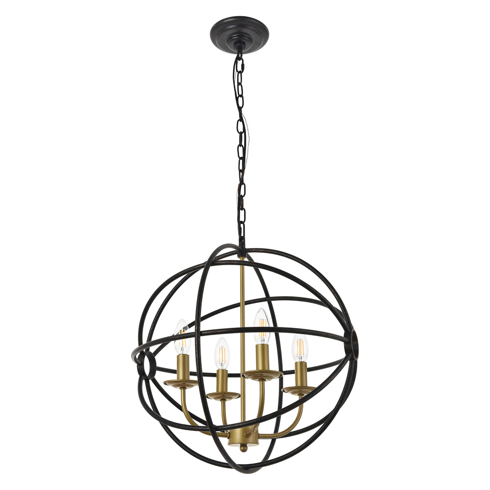 Elegant Octavia 3-Light Pendant - Brass/Dark Brown, L 18" (LD4006D18BRD)