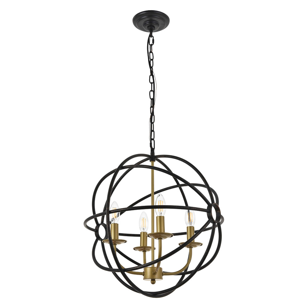 Elegant Octavia 3-Light Pendant - Brass/Dark Brown, L 18" (LD4006D18BRD)