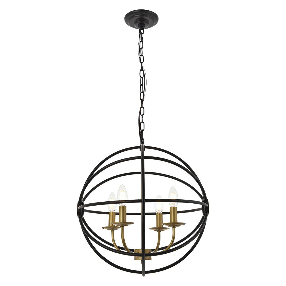 Elegant Octavia 3-Light Pendant - Brass/Dark Brown, L 18" (LD4006D18BRD)