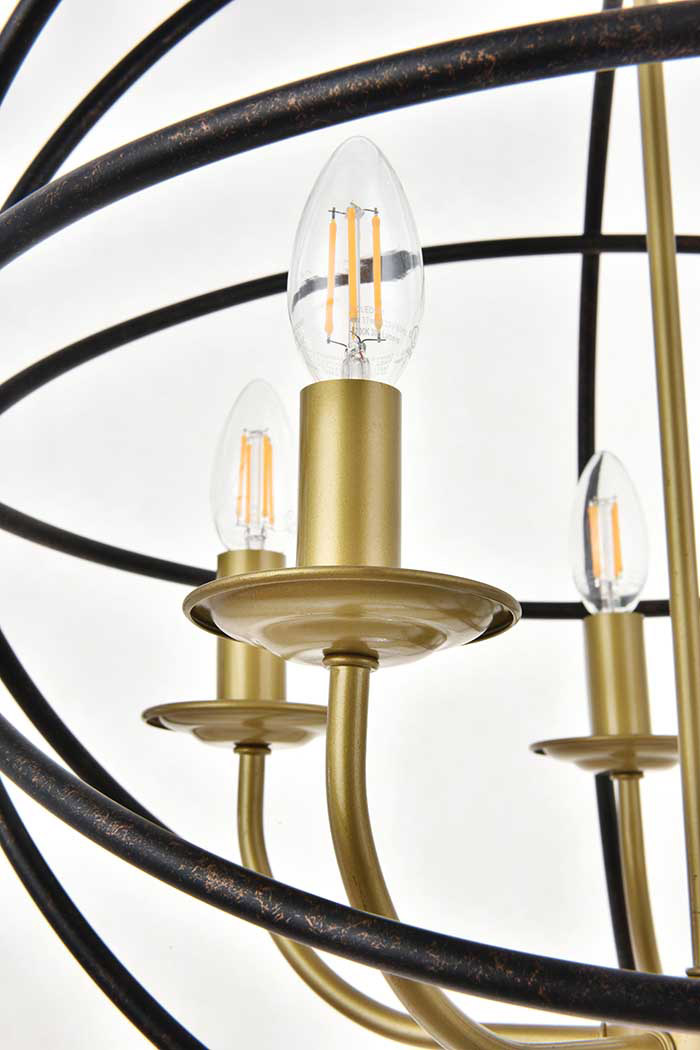 Elegant Octavia 3-Light Pendant - Brass/Dark Brown, L 20" (LD4006D20BRD)