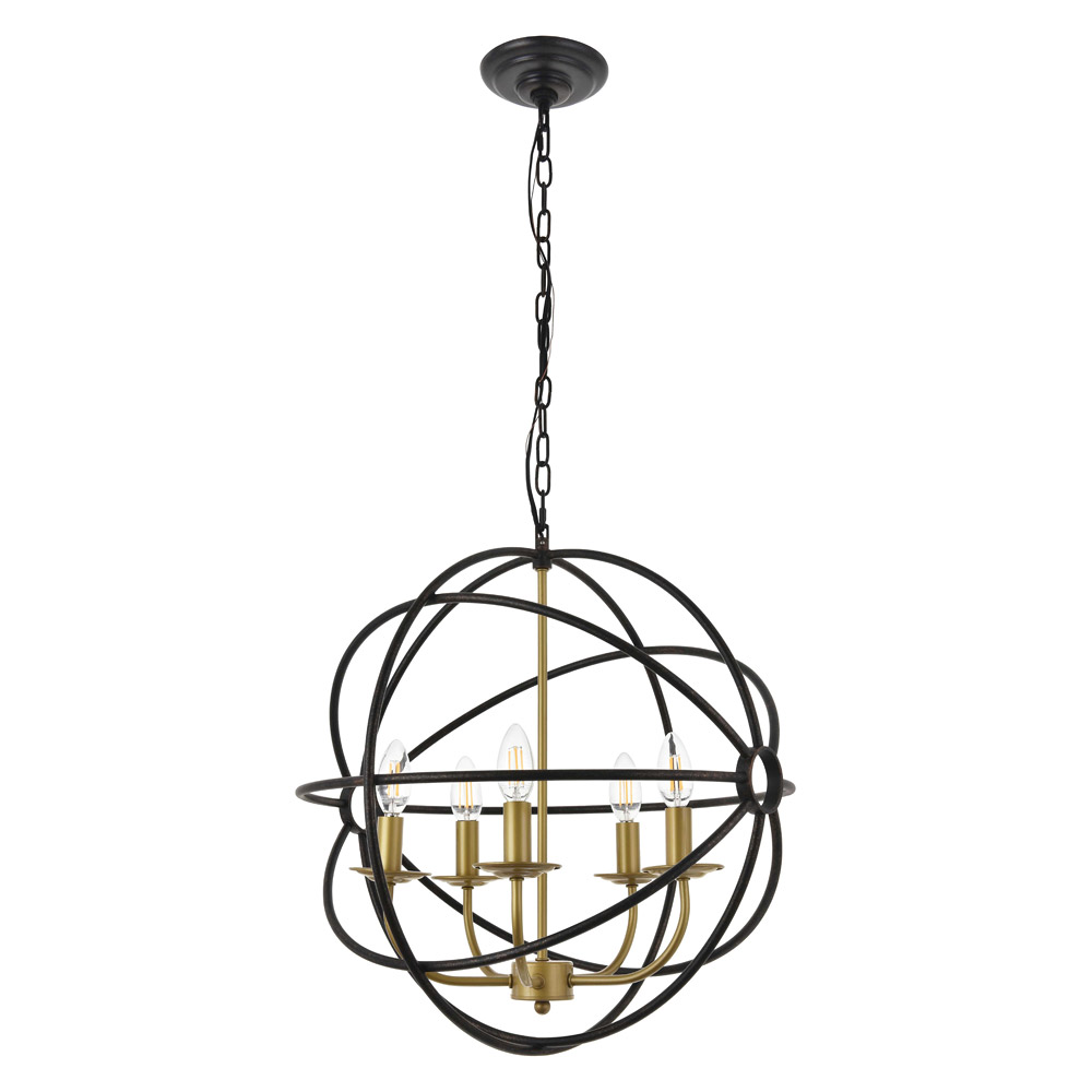 Elegant Octavia 3-Light Pendant - Brass/Dark Brown, L 20" (LD4006D20BRD)