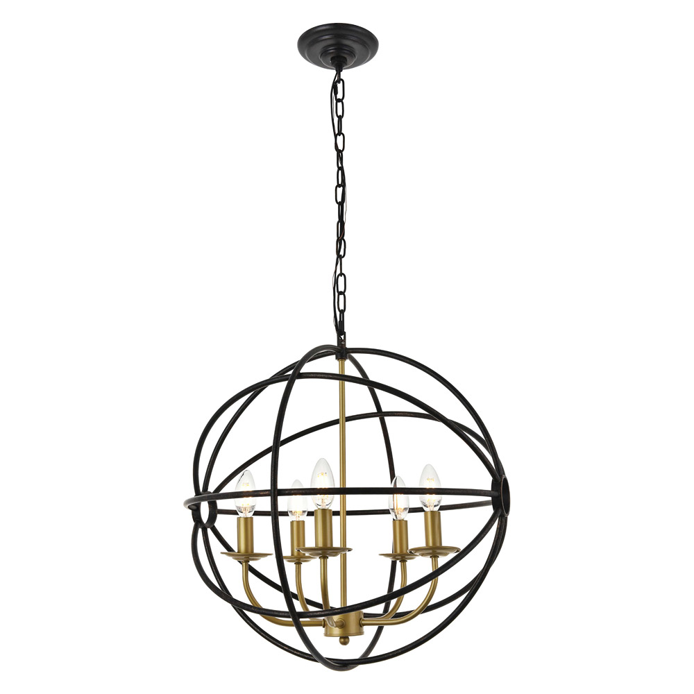 Elegant Octavia 3-Light Pendant - Brass/Dark Brown, L 20" (LD4006D20BRD)