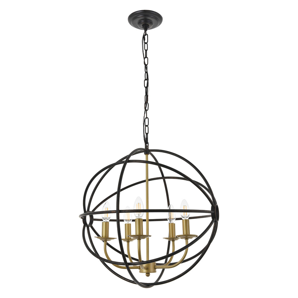 Elegant Octavia 3-Light Pendant - Brass/Dark Brown, L 20" (LD4006D20BRD)