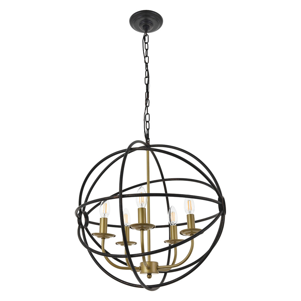 Elegant Octavia 3-Light Pendant - Brass/Dark Brown, L 20" (LD4006D20BRD)