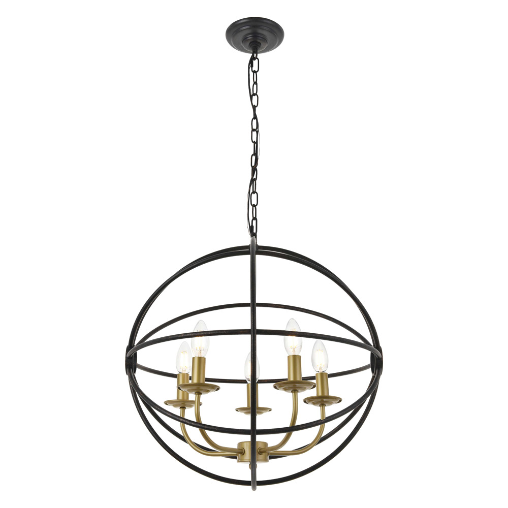 Elegant Octavia 3-Light Pendant - Brass/Dark Brown, L 20" (LD4006D20BRD)