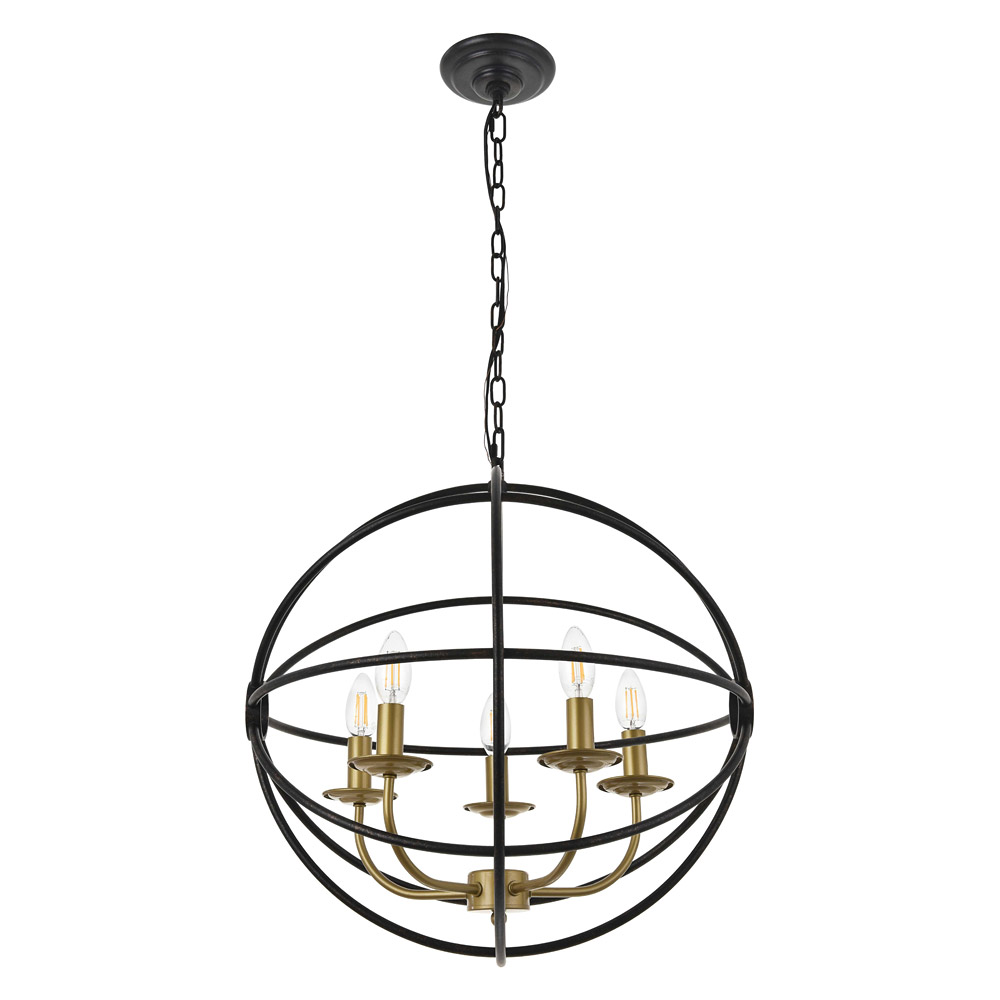 Elegant Octavia 3-Light Pendant - Brass/Dark Brown, L 20" (LD4006D20BRD)