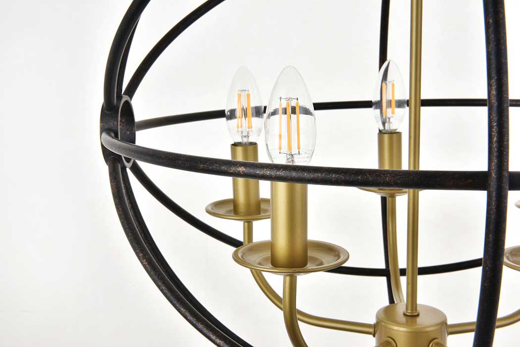 Elegant Octavia 3-Light Pendant - Brass/Dark Brown, L 20" (LD4006D20BRD)