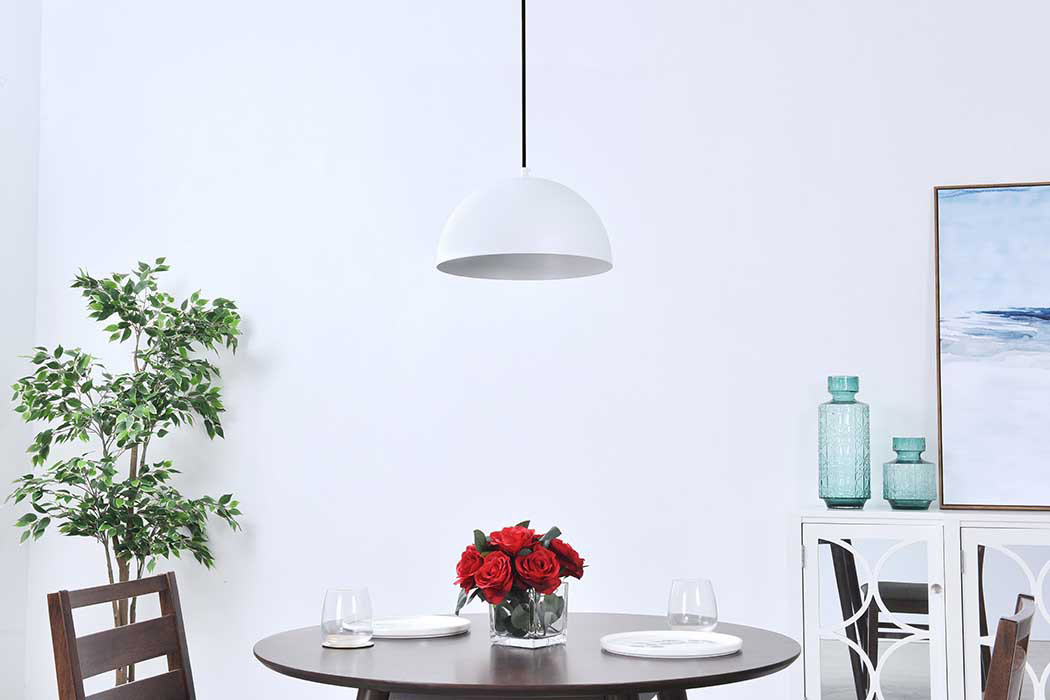 Elegant Forte 1 Light Pendant - White, L 11.8" (LD4022D12WH)