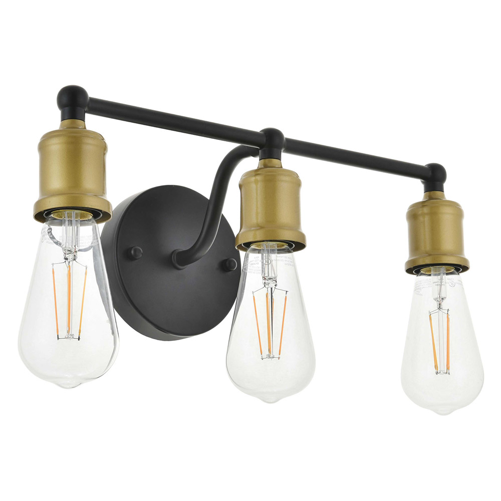 Elegant Serif 5 Lights Wall Sconce - Brass/Black, L 15.4" (LD4028W16BRB)