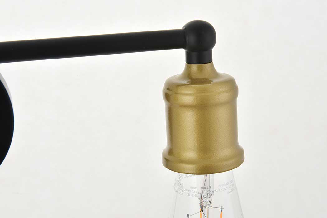 Elegant Serif 5 Lights Wall Sconce - Brass/Black, L 15.4" (LD4028W16BRB)