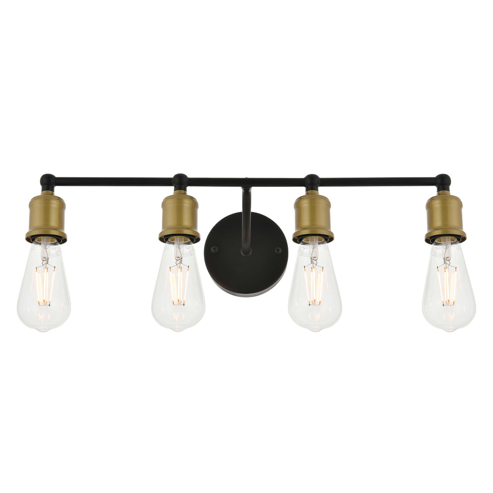 Elegant Serif 5 Lights Wall Sconce - Brass/Black, L 22.1" (LD4028W22BRB)