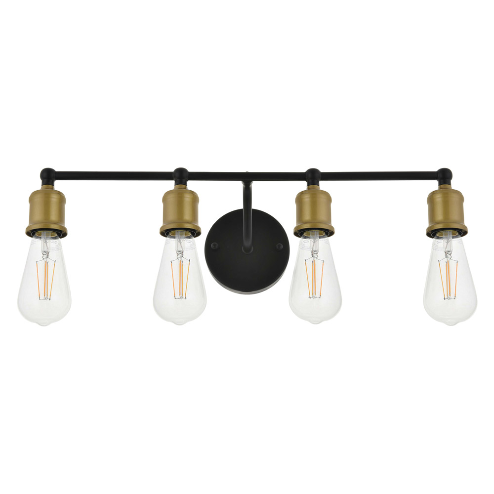 Elegant Serif 5 Lights Wall Sconce - Brass/Black, L 22.1" (LD4028W22BRB)