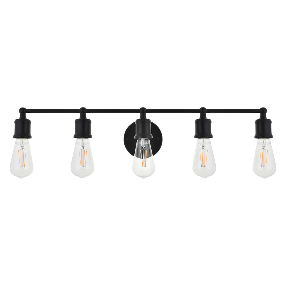 Elegant Serif 5 Lights Wall Sconce - Black, L 28.8" (LD4028W29BK)