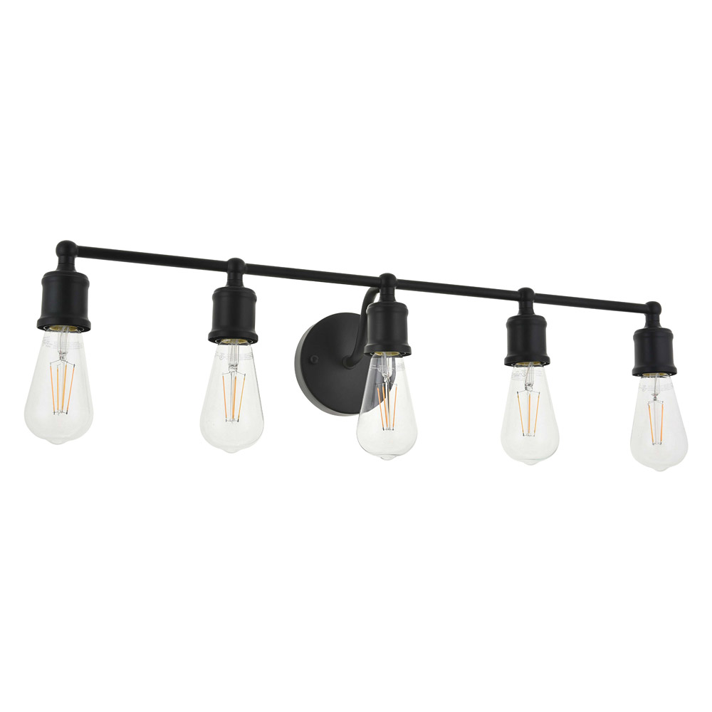 Elegant Serif 5 Lights Wall Sconce - Black, L 28.8" (LD4028W29BK)