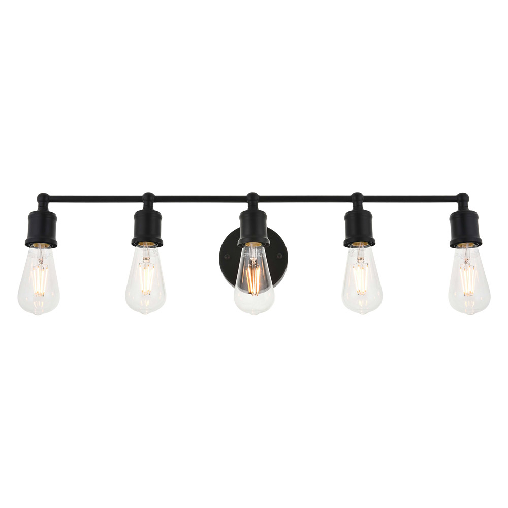 Elegant Serif 5 Lights Wall Sconce - Black, L 28.8" (LD4028W29BK)