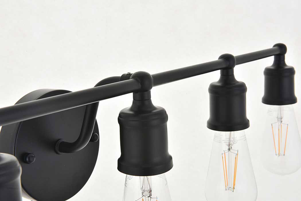 Elegant Serif 5 Lights Wall Sconce - Black, L 28.8" (LD4028W29BK)