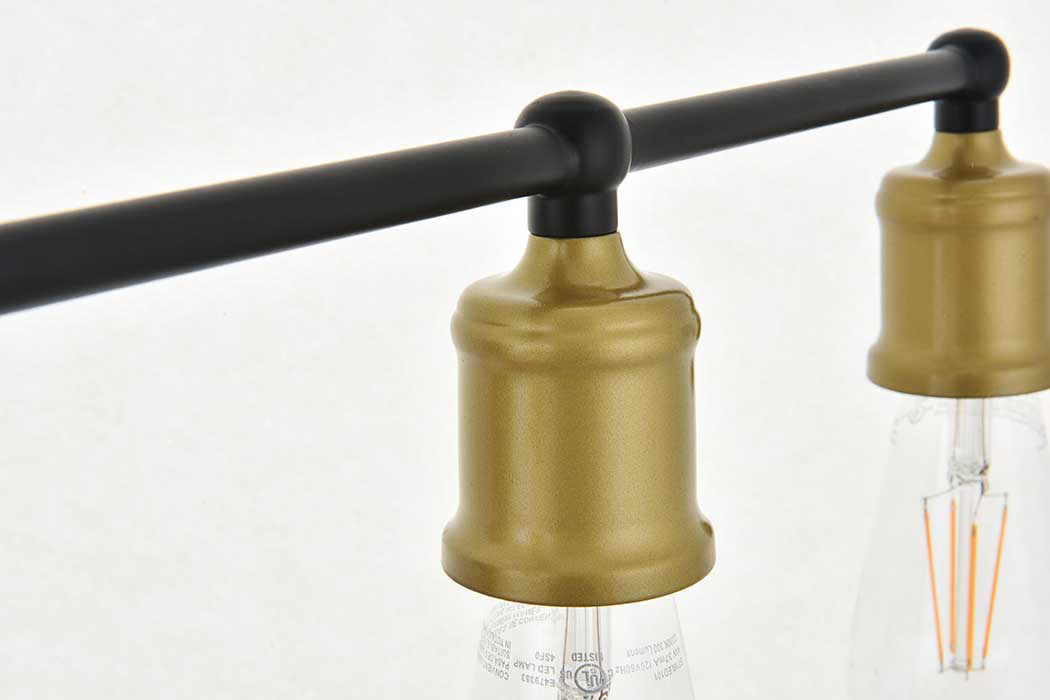 Elegant Serif 5 Lights Wall Sconce - Brass/Black, L 28.8" (LD4028W29BRB)