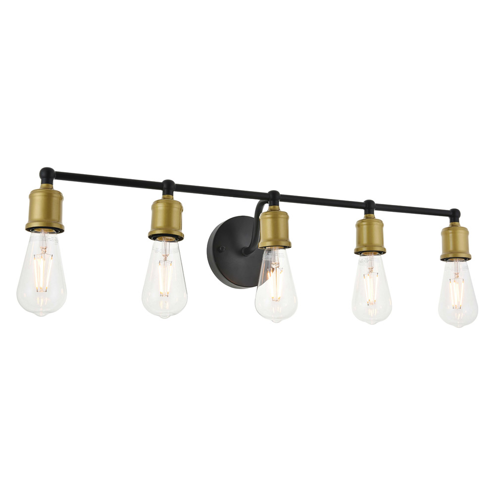 Elegant Serif 5 Lights Wall Sconce - Brass/Black, L 28.8" (LD4028W29BRB)