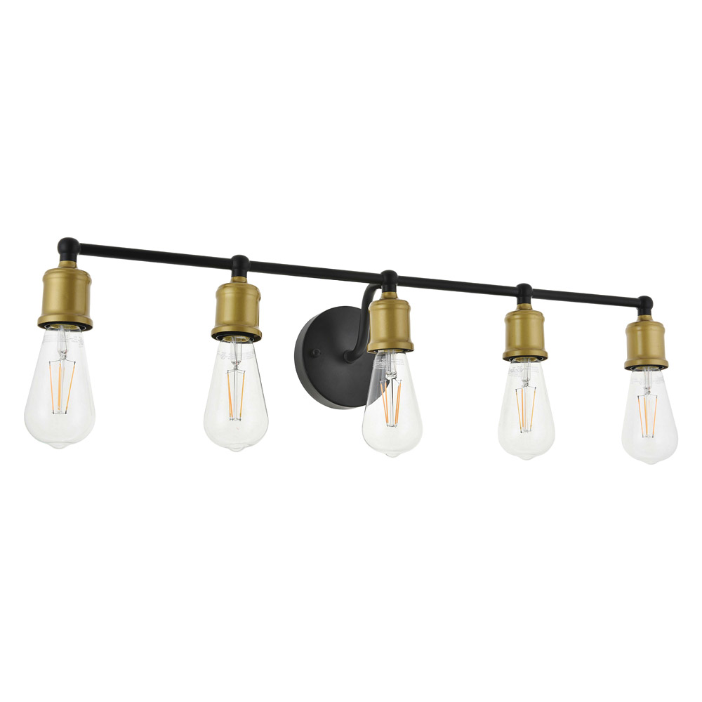 Elegant Serif 5 Lights Wall Sconce - Brass/Black, L 28.8" (LD4028W29BRB)