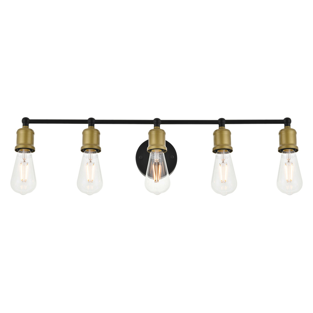 Elegant Serif 5 Lights Wall Sconce - Brass/Black, L 28.8" (LD4028W29BRB)