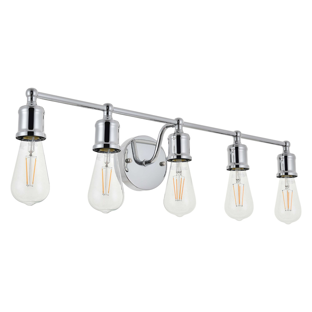 Elegant Serif 5 Lights Wall Sconce - Chrome, L 28.8" (LD4028W29C)