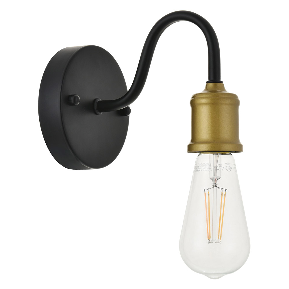 Elegant Serif 5 Lights Wall Sconce - Brass/Black, L 4.7" (LD4028W5BRB)