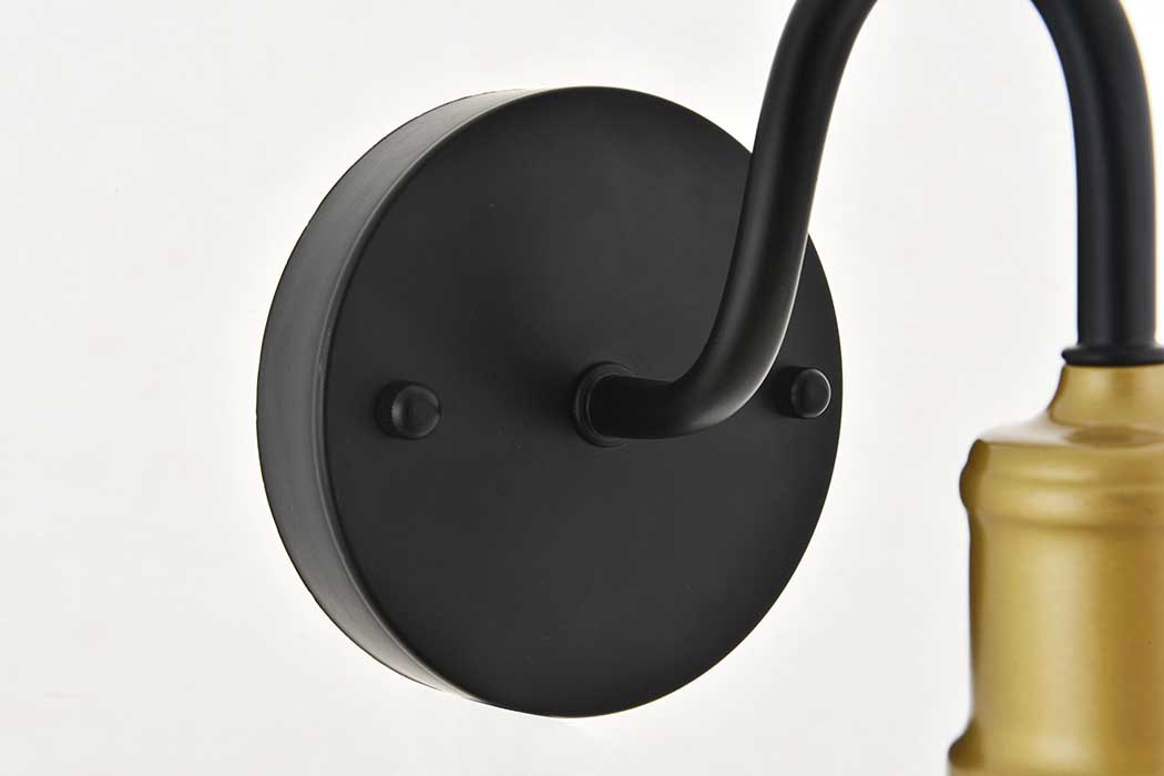 Elegant Serif 5 Lights Wall Sconce - Brass/Black, L 4.7" (LD4028W5BRB)