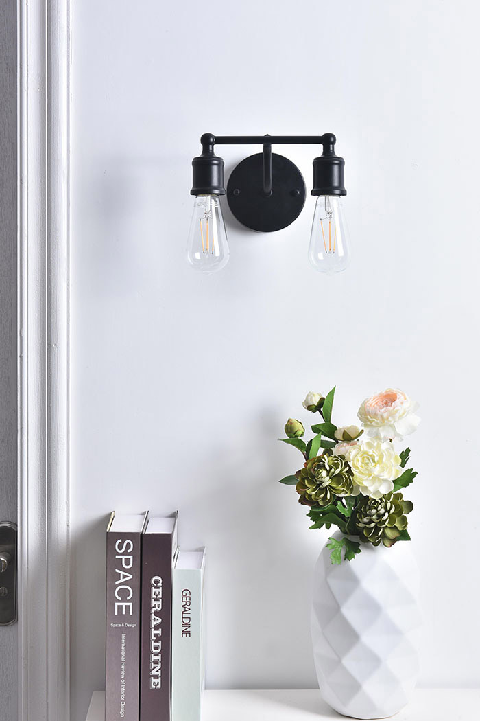 Elegant Serif 5 Lights Wall Sconce - Black, L 8.7" (LD4028W9BK)